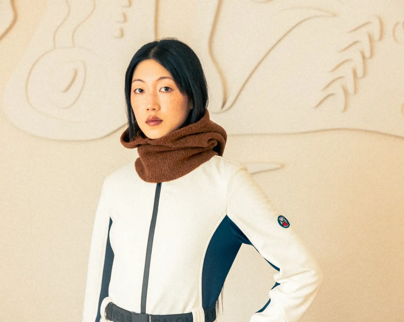 Editorial portrait, knitted collar