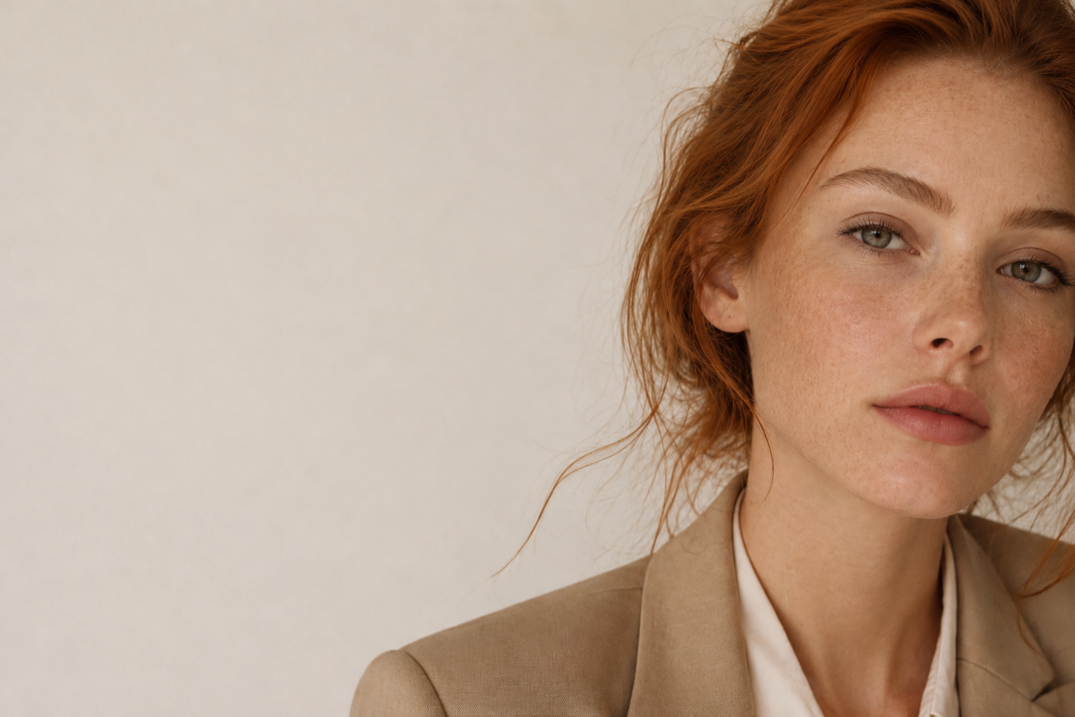 Professional make-up for a photo shoot, natural-skin portrait