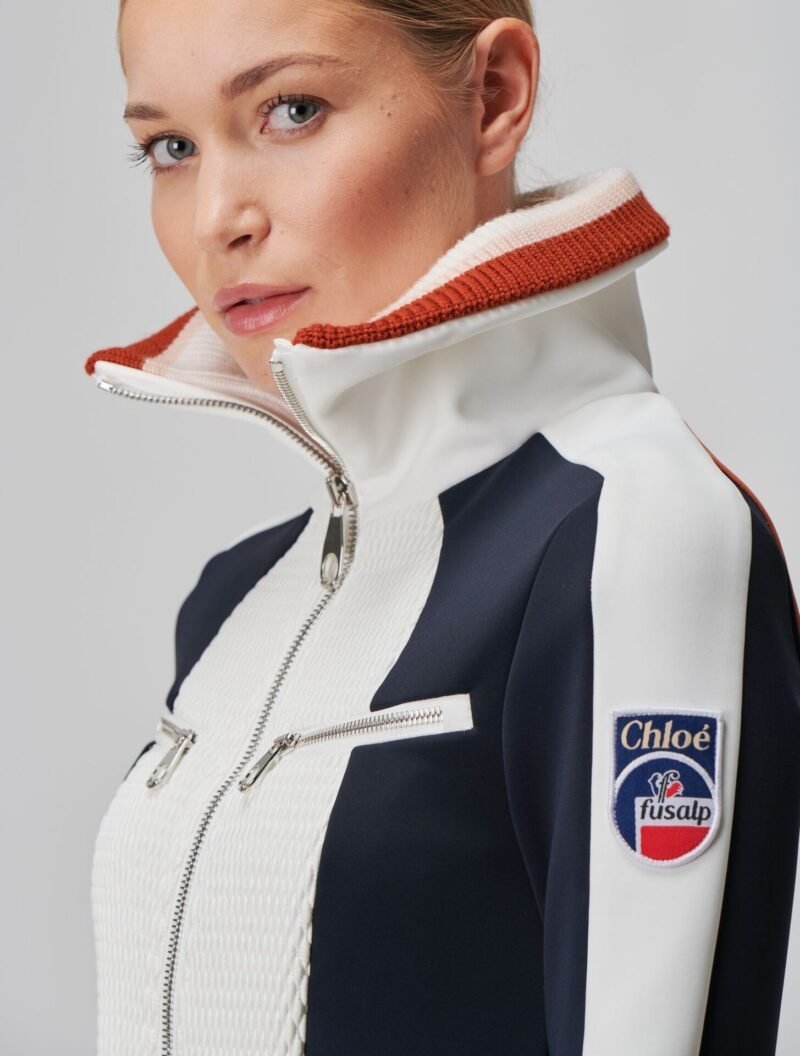 Professionnels : campagne Chloé x Fusalp, portrait au col montant
